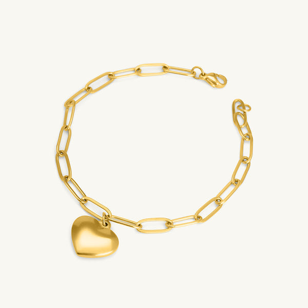 Heart Charm Gold Bracelet