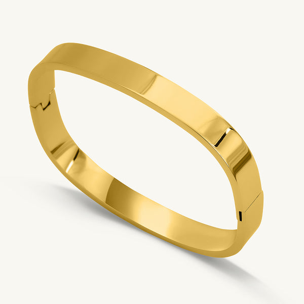 Plain Gold Cubic Bangle Bracelet