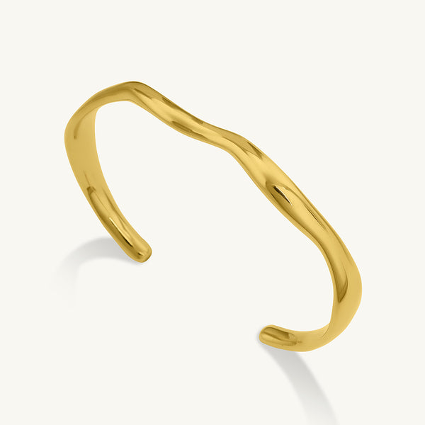 Classic Gold Wave Cuff Bracelet