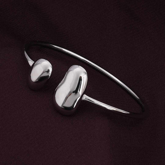 Classy Silver Bean Cuff Bracelet