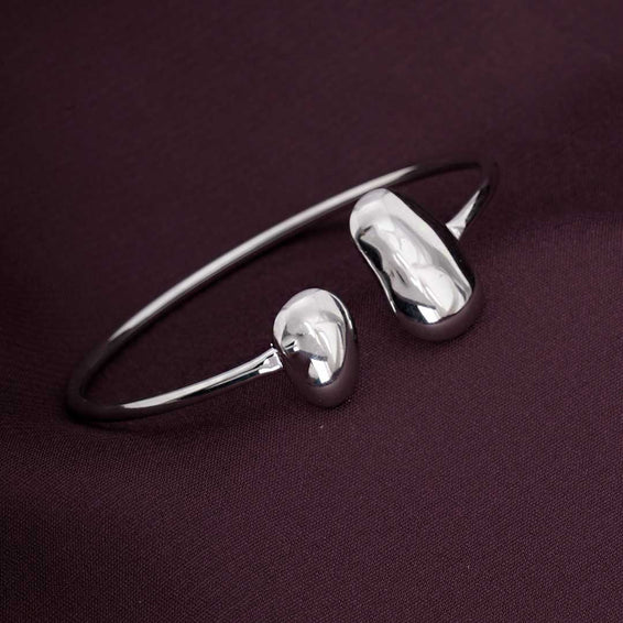 Classy Silver Bean Cuff Bracelet