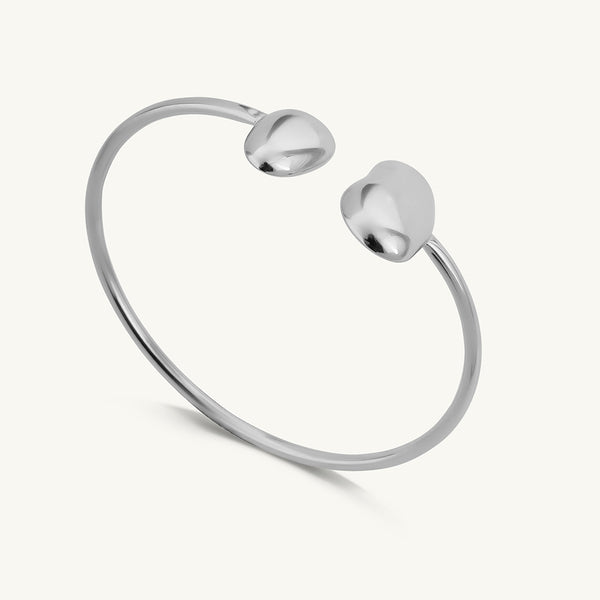 Classy Silver Bean Cuff Bracelet