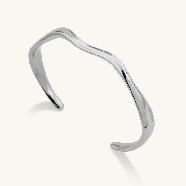 Classic Silver Wave Cuff Bracelet