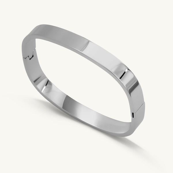 Plain Silver Cubic Bangle Bracelet