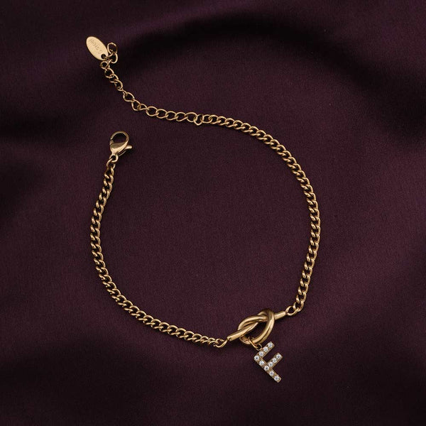 Gold Initial "F" Toggle Bracelet