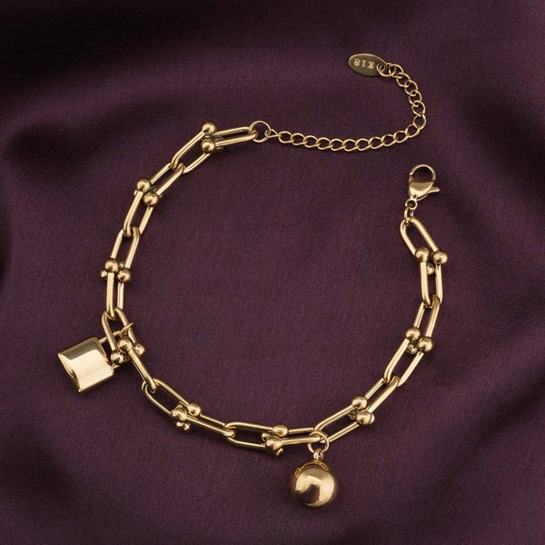 Gold Novelty Charm Link Bracelet