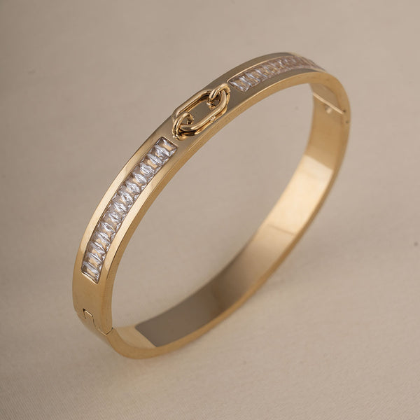 Gold Hinged Bangle Bracelet