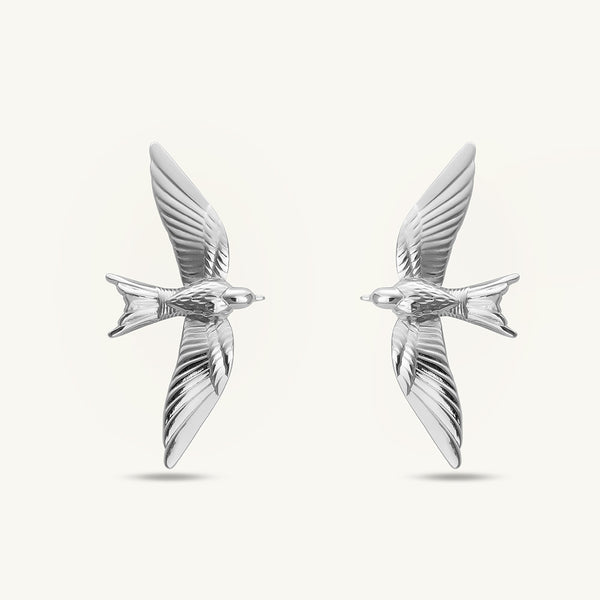 Winged Grace Silver Drop Earrings