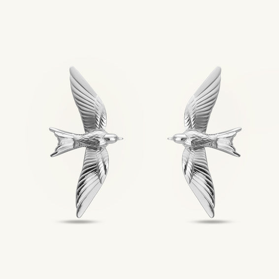 Winged Grace Silver Drop Earrings