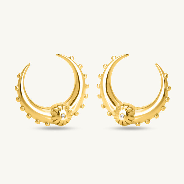 Crescent Moon Charms Stud Earrings