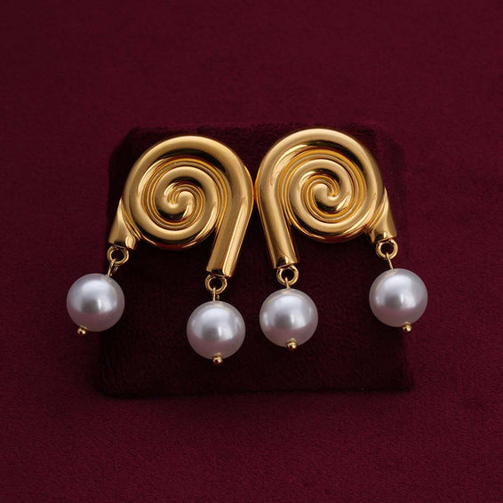 Smooth Conch Imitation Pearl Drop Earrings