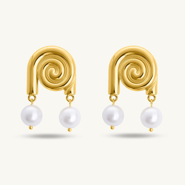 Smooth Conch Imitation Pearl Drop Earrings