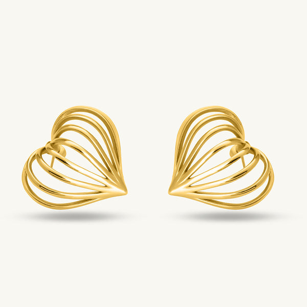 Simple Love Shaped Hollow Lines Stud Earrings