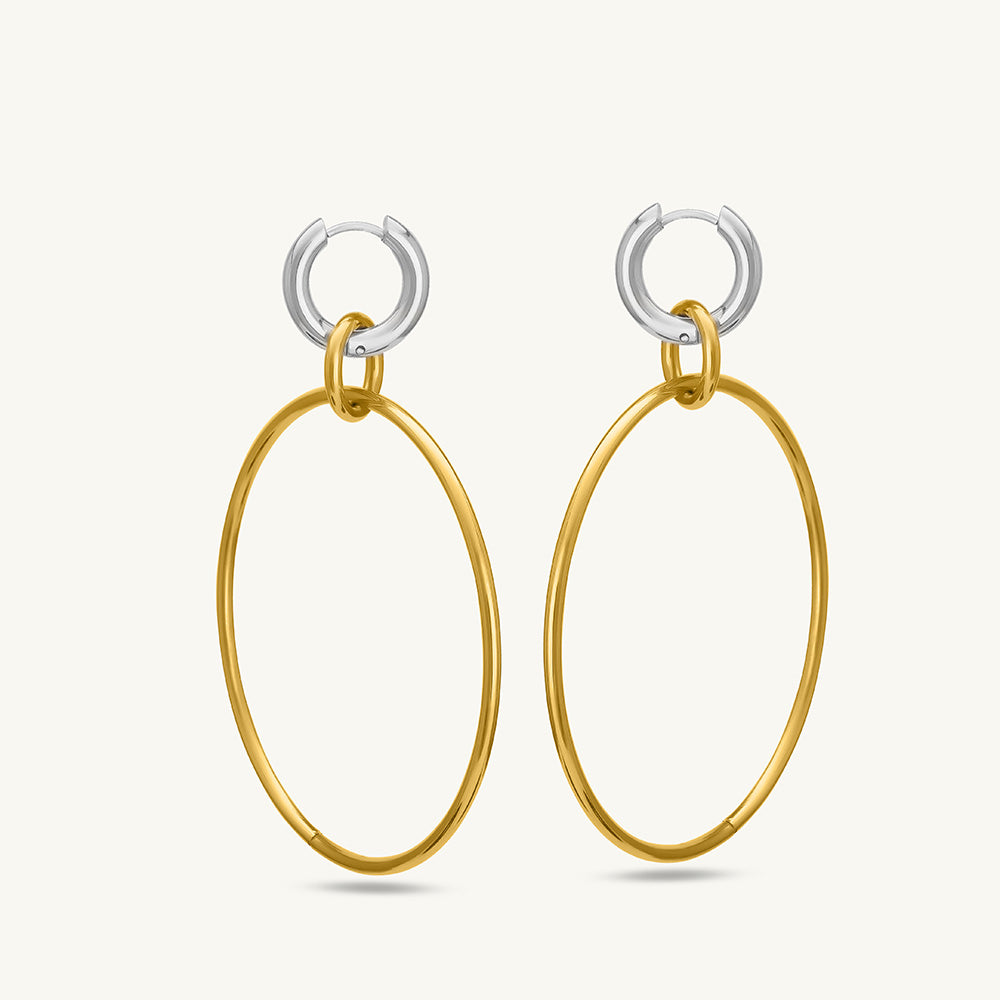 Unique Dual Tone Drop Earrings