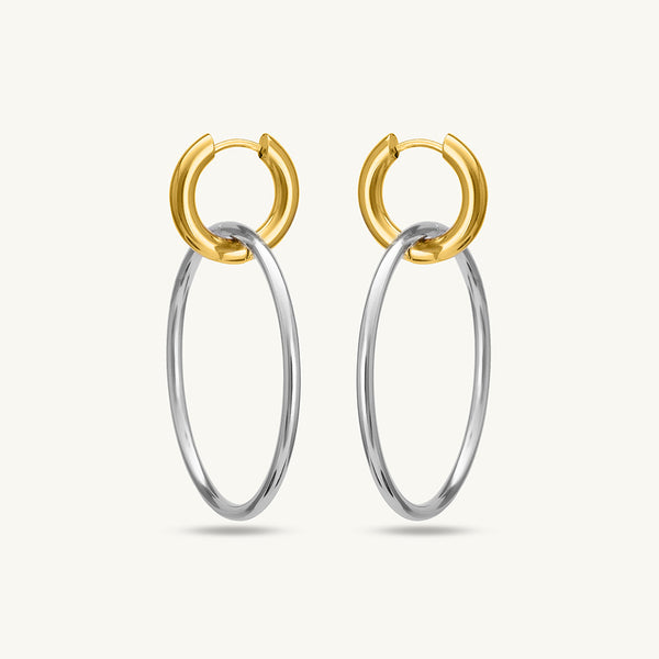 Double Hoop Earrings With Gold Accents