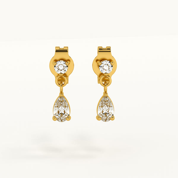 Golden Dewdrops Stud Earrings