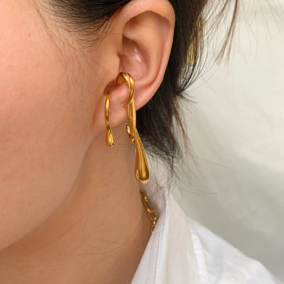 Dripping Fluid Gold Drop Earrings