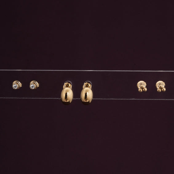 Gold Stud Earrings Set