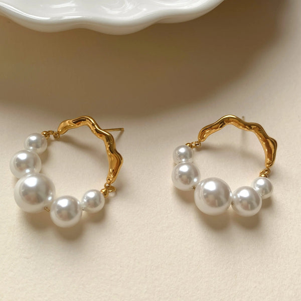 Timeless Pearl Gold Hoop Earrings