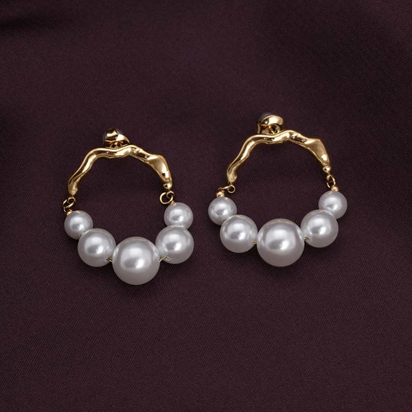 Timeless Pearl Gold Hoop Earrings