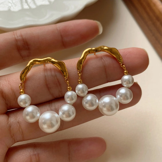 Timeless Pearl Gold Hoop Earrings