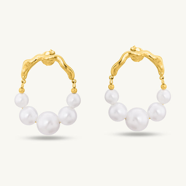 Timeless Pearl Gold Hoop Earrings