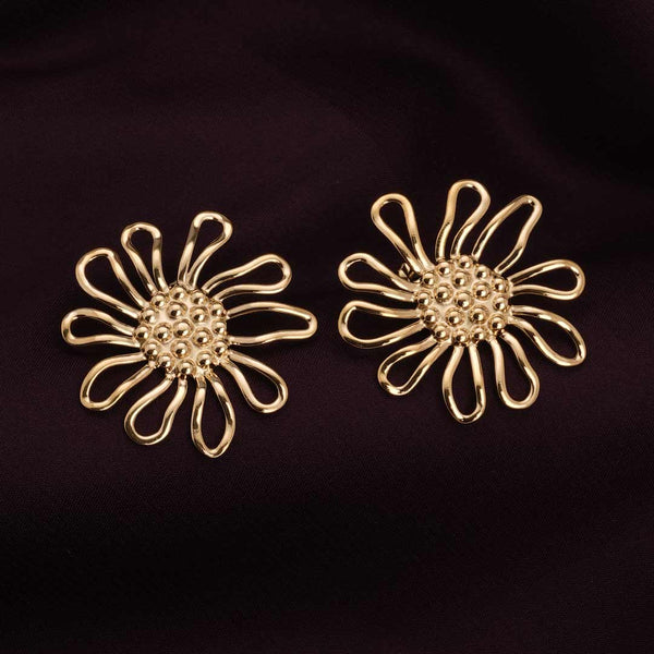 Golden Sunflower Stud Earrings