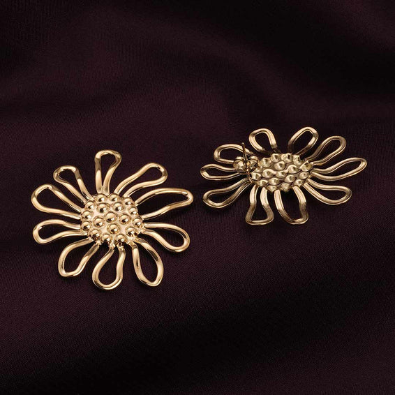 Golden Sunflower Stud Earrings