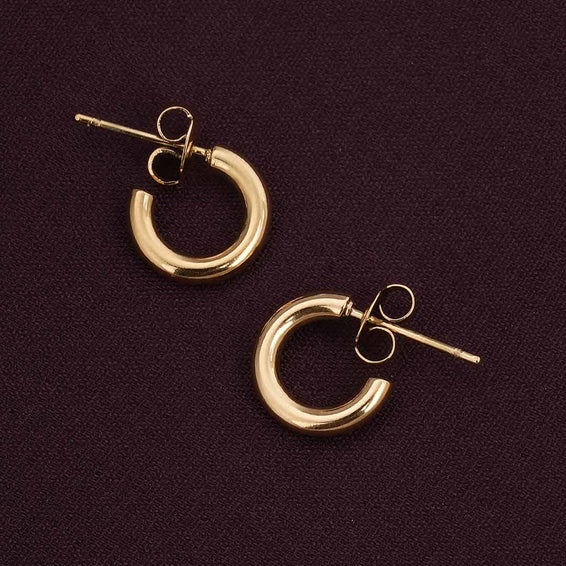 Gold Stud and Hoop Earring Set