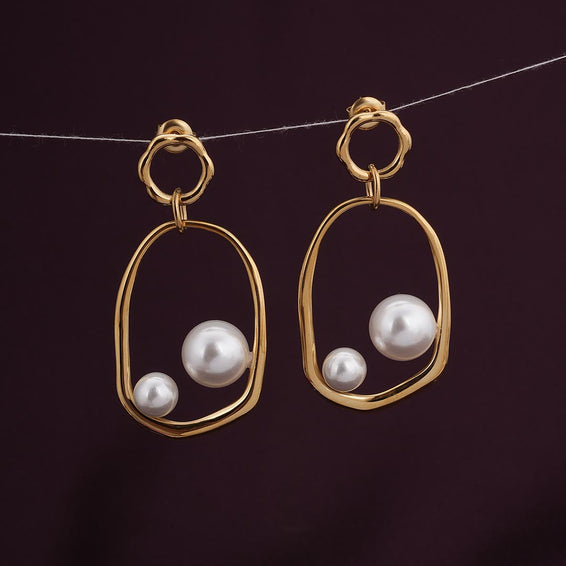 Golden Pearl Drop Earrings