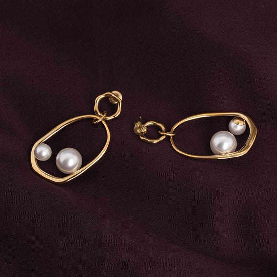 Golden Pearl Drop Earrings