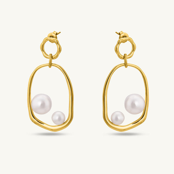 Golden Pearl Drop Earrings