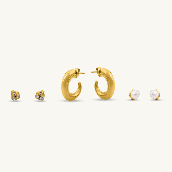 Minimalist Gold Earrings Set