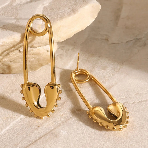 Minimalist Safety Pin Hoop Earrings