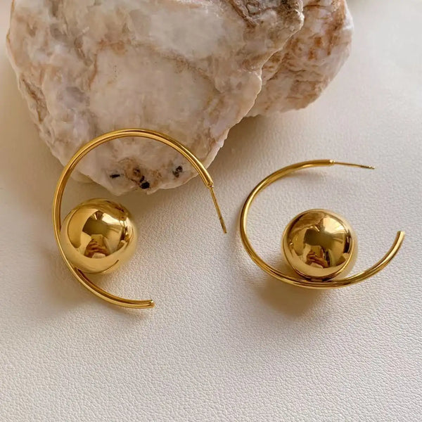 Ball Half Hoop Earrings