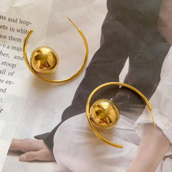 Ball Half Hoop Earrings