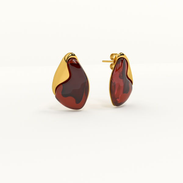 Red Carnelian Stud Earrings