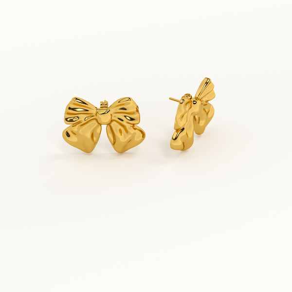 Chic Golden Ribbon Stud Earrings