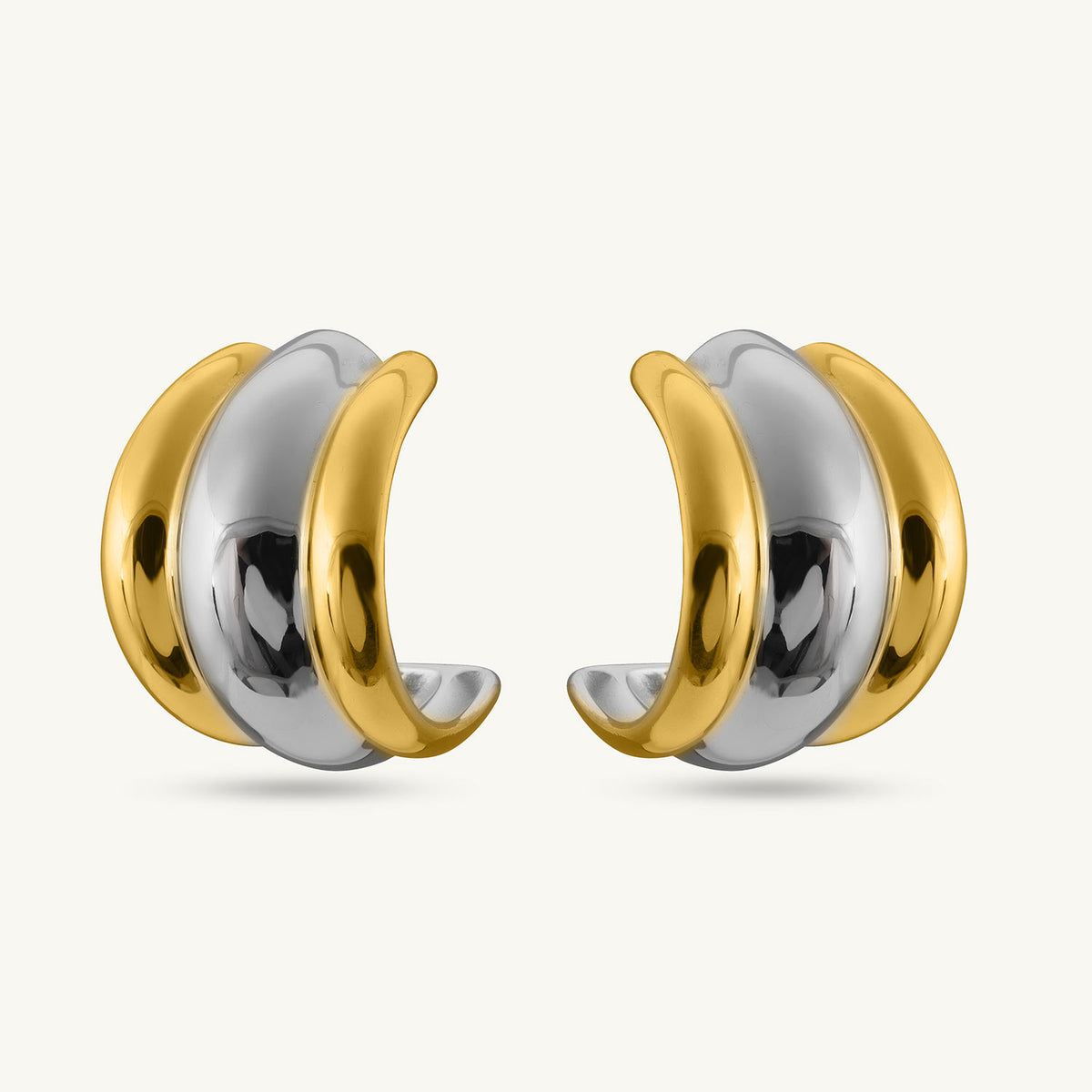 Multimetal Half Curl Hoop Earring