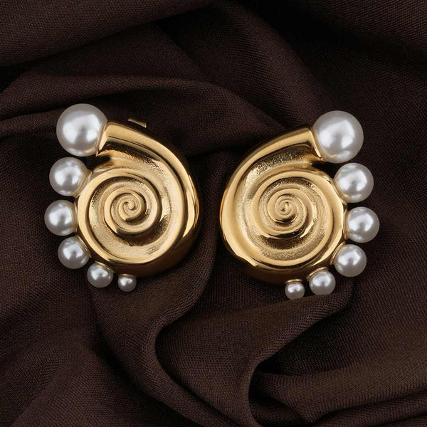 Pearl Snail Shell Stud Earrings