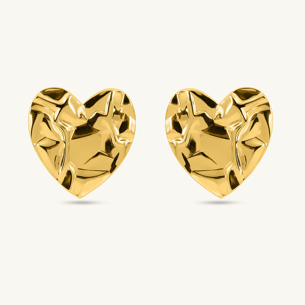 Textured Heart Stud Earrings