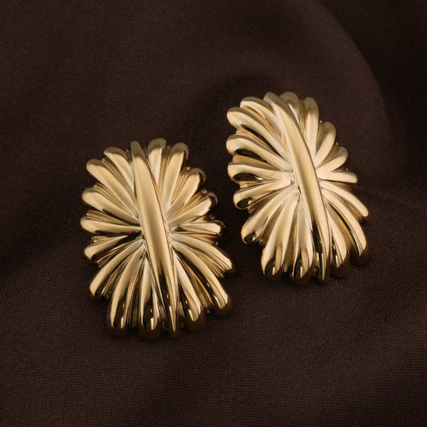 Golden Floral Stud Earrings