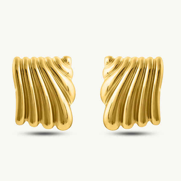 Ribbed Chunky Stud Earrings