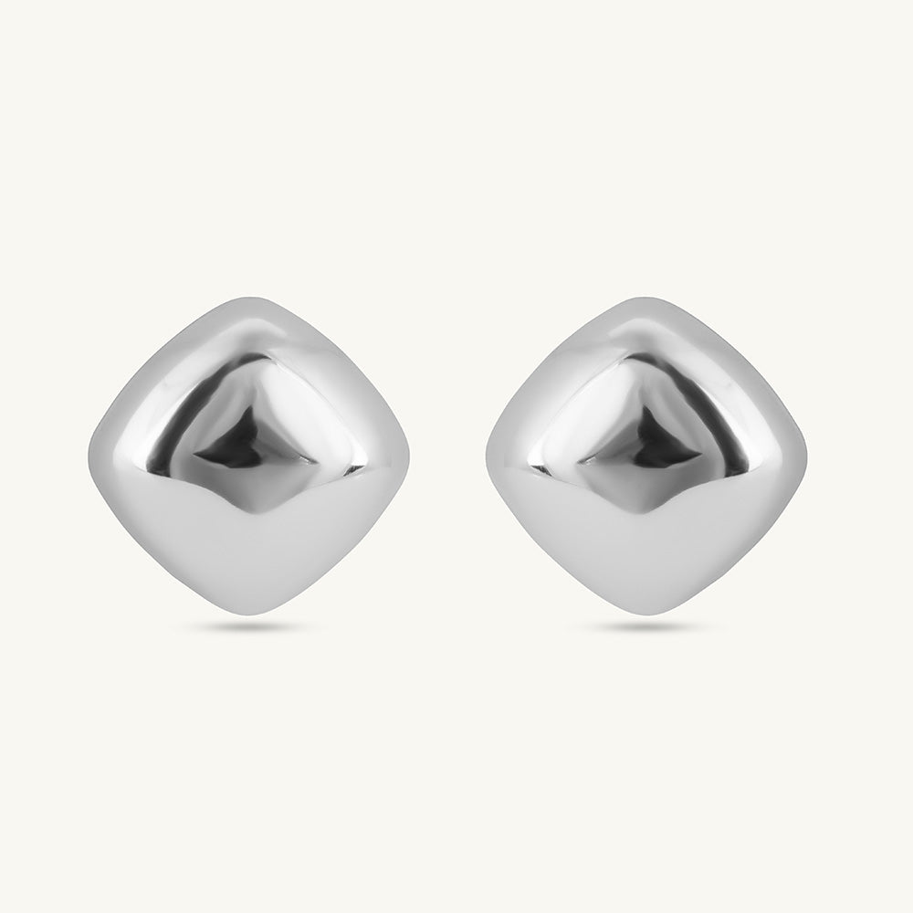 Silver Chunky Cube Stud Earrings