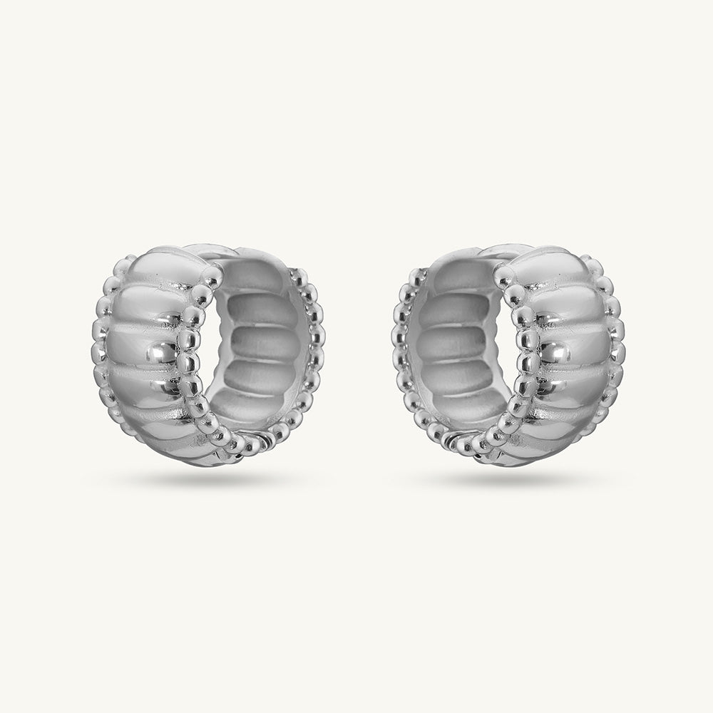 Chunky Hollow Silver Hoop Earrings