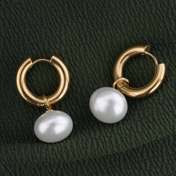 Bold Pearl Hoop Earrings