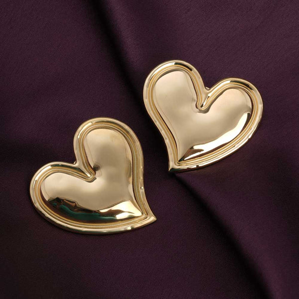 Gold Heart Stud Earrings