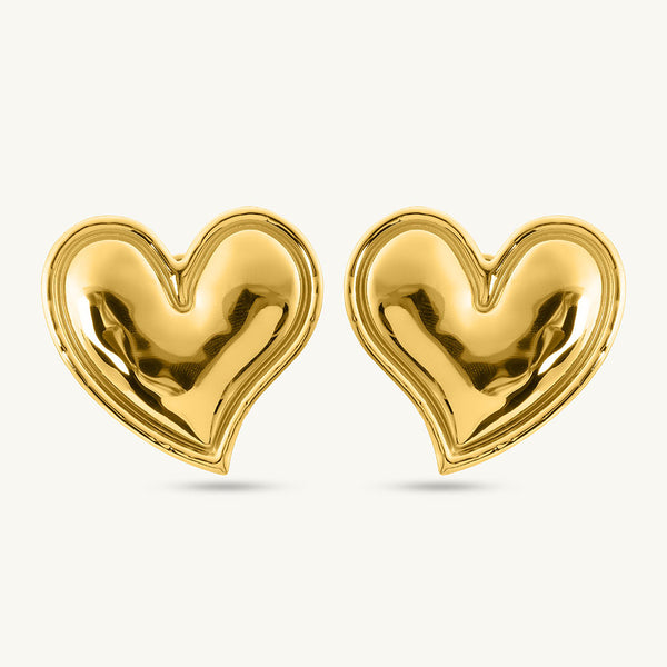 Gold Heart Stud Earrings