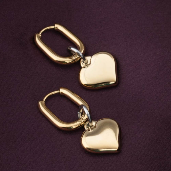 Puffed Heart Hoop Earrings