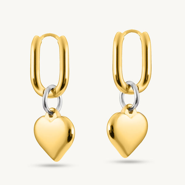 Puffed Heart Hoop Earrings